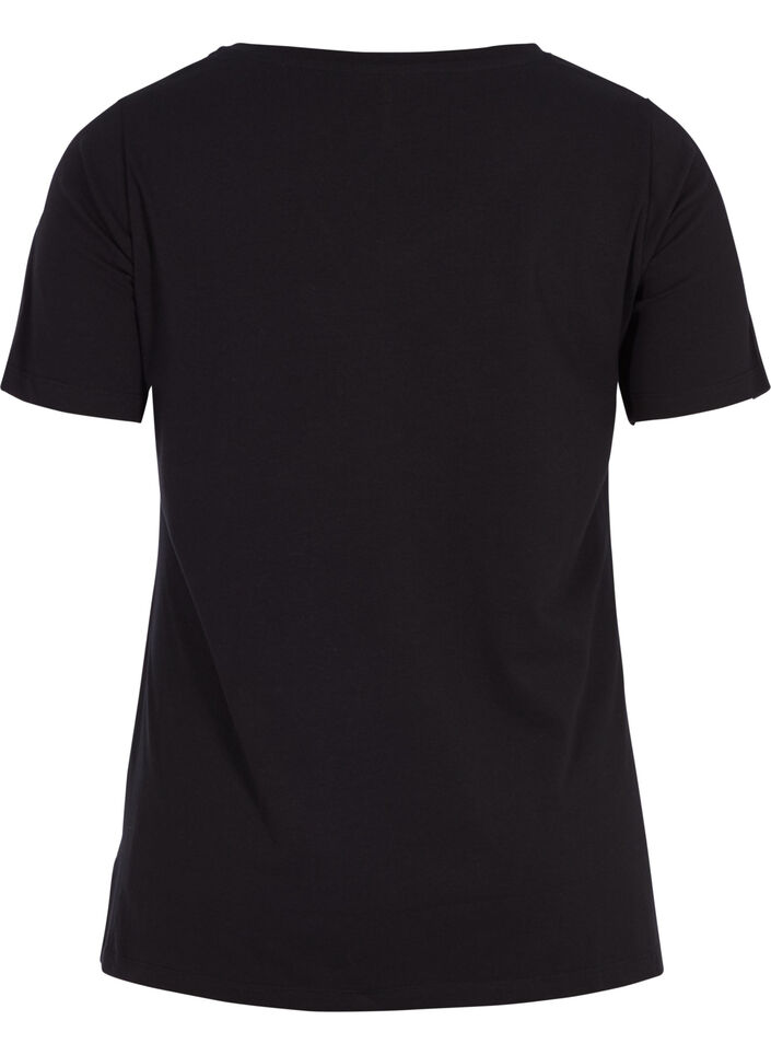 Basic t-shirt in effen kleur met katoen, Zwart, Packshot image number 1