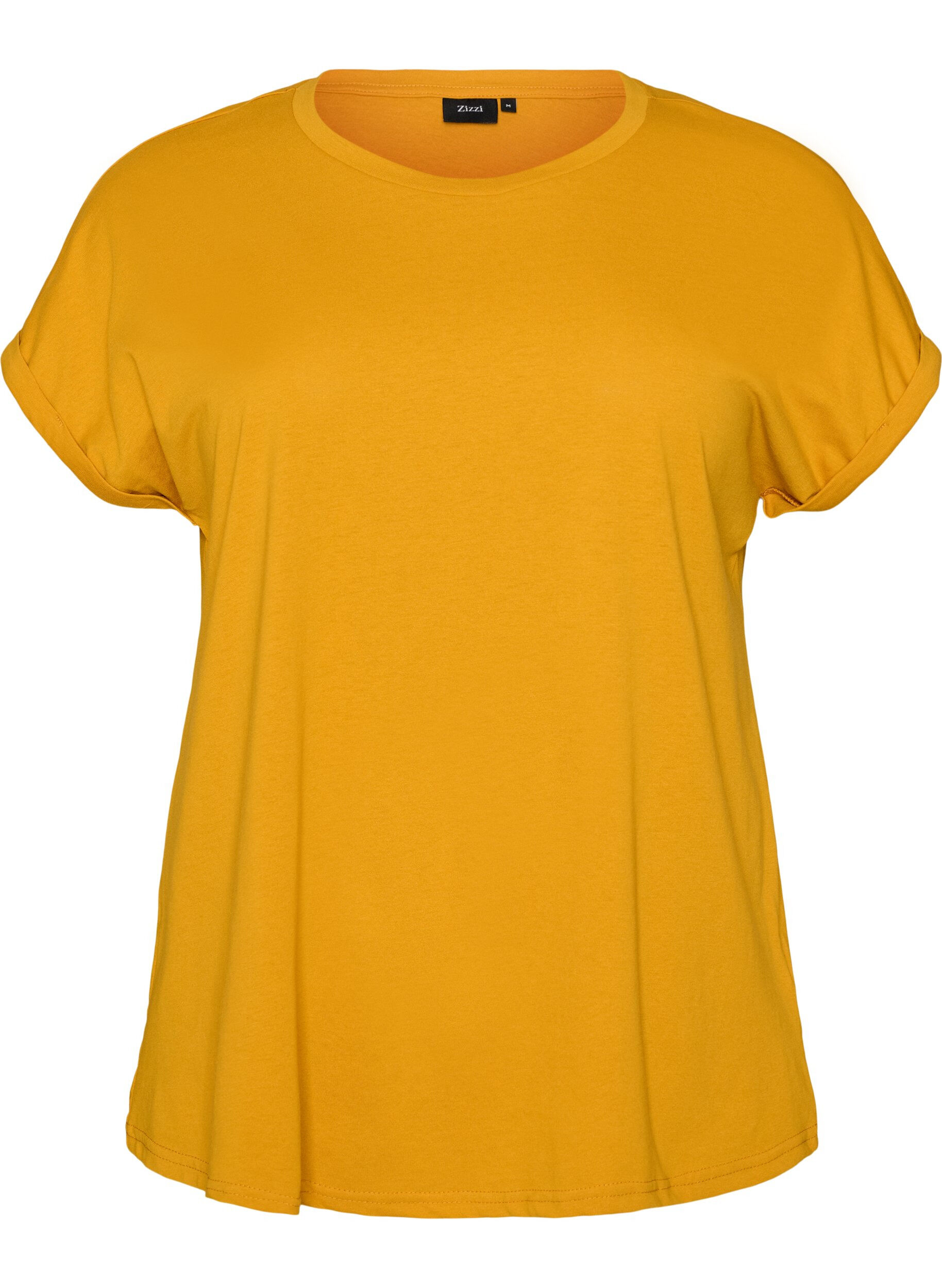 ZizziT-shirt met korte mouwen van katoenmix, Geel, Packshot image number 0