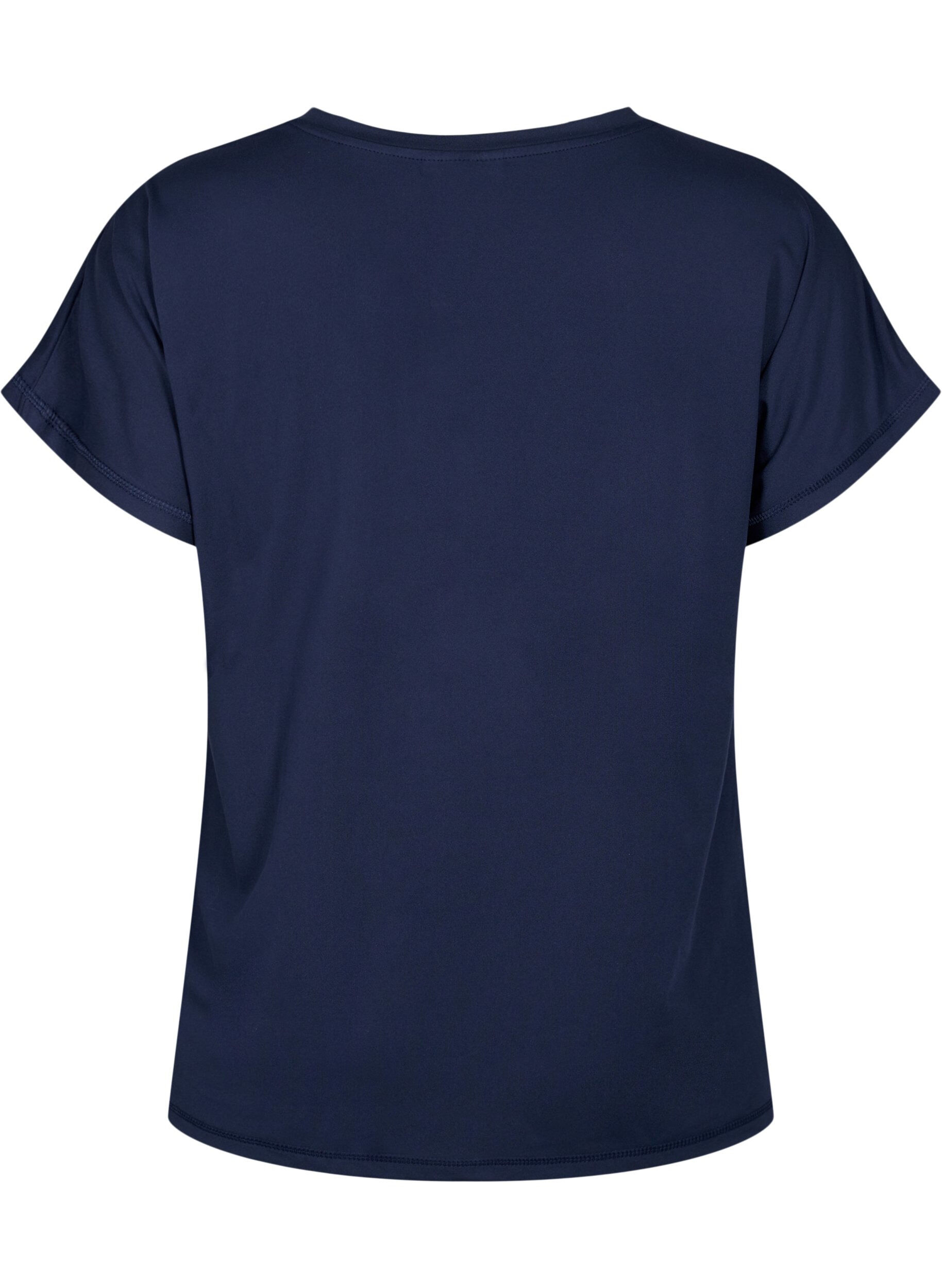 Zizzi Losvallend trainings-T-shirt met V-hals, Blauw, Packshot image number 1