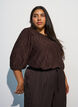 Blouse met textuur en 3/4 mouwen, Bruin, Model image number 0