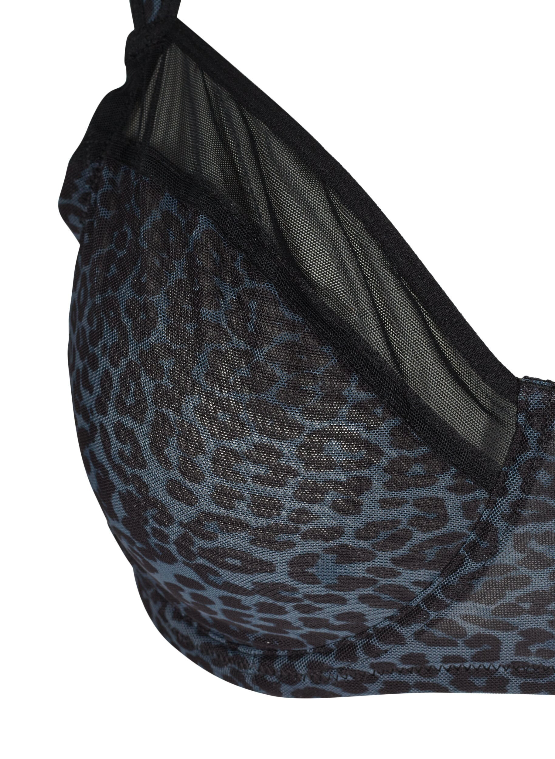 Zizzi Bh met bloemenprint en mesh, Grey Leopard, Packshot image number 2