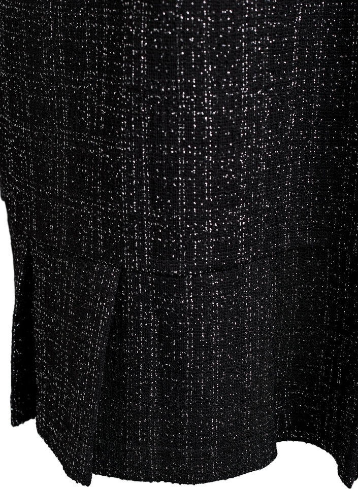 Korte boucl&eacute;jurk met decoratieve knopen, Zwart, Packshot image number 3