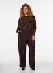 Mesh blouse met bloemenpatroon, Bruin, Model image number 1