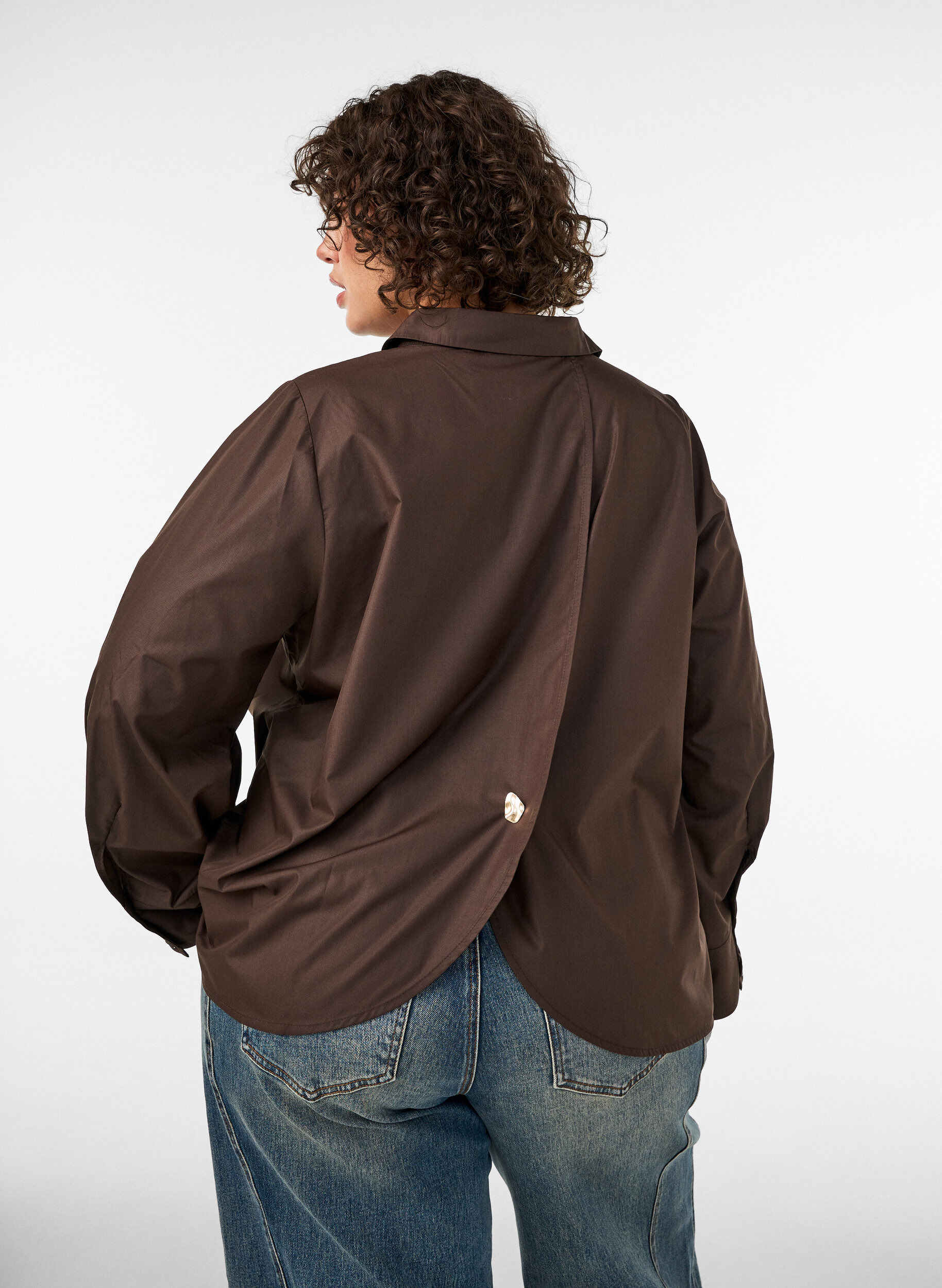 ZizziShirt met decoratief detail op de rug, Bruin, Model image number 2