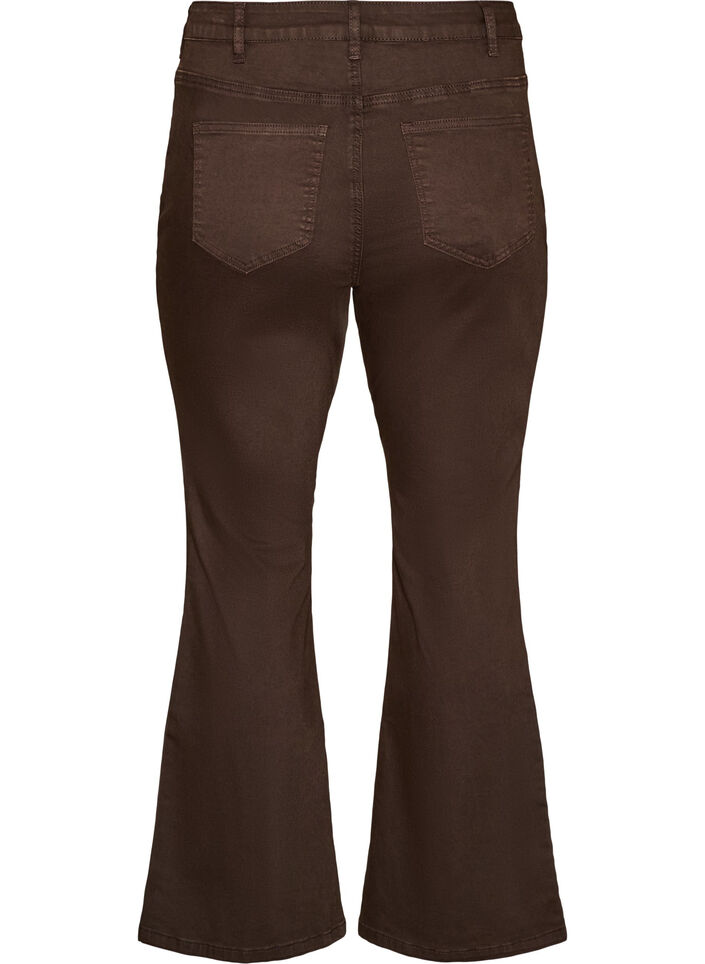 Ellen bootcutjeans van gekleurde denim, Bruin, Packshot image number 1