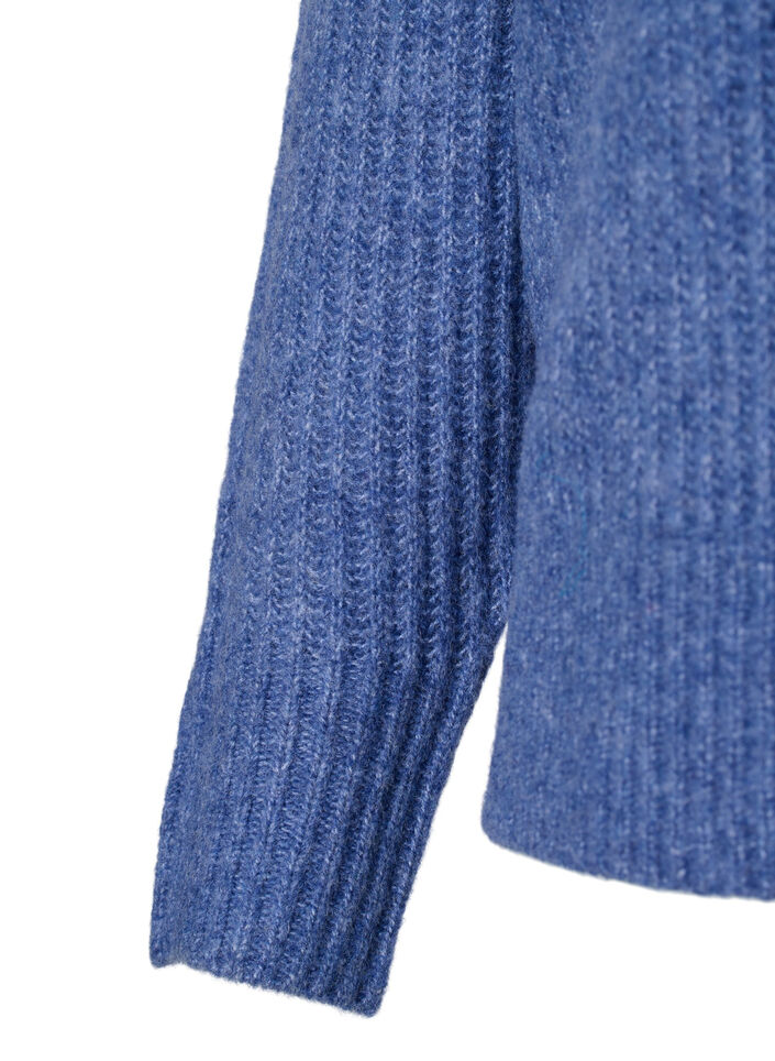 Gem&ecirc;leerde pullover met parelknopen, Coastal Fjord Mel., Packshot image number 3