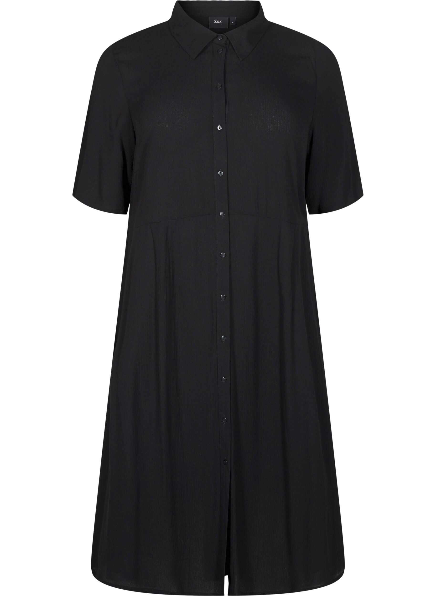 Zizzi Midi shirtjurk met korte mouwen, Black, Packshot image number 0