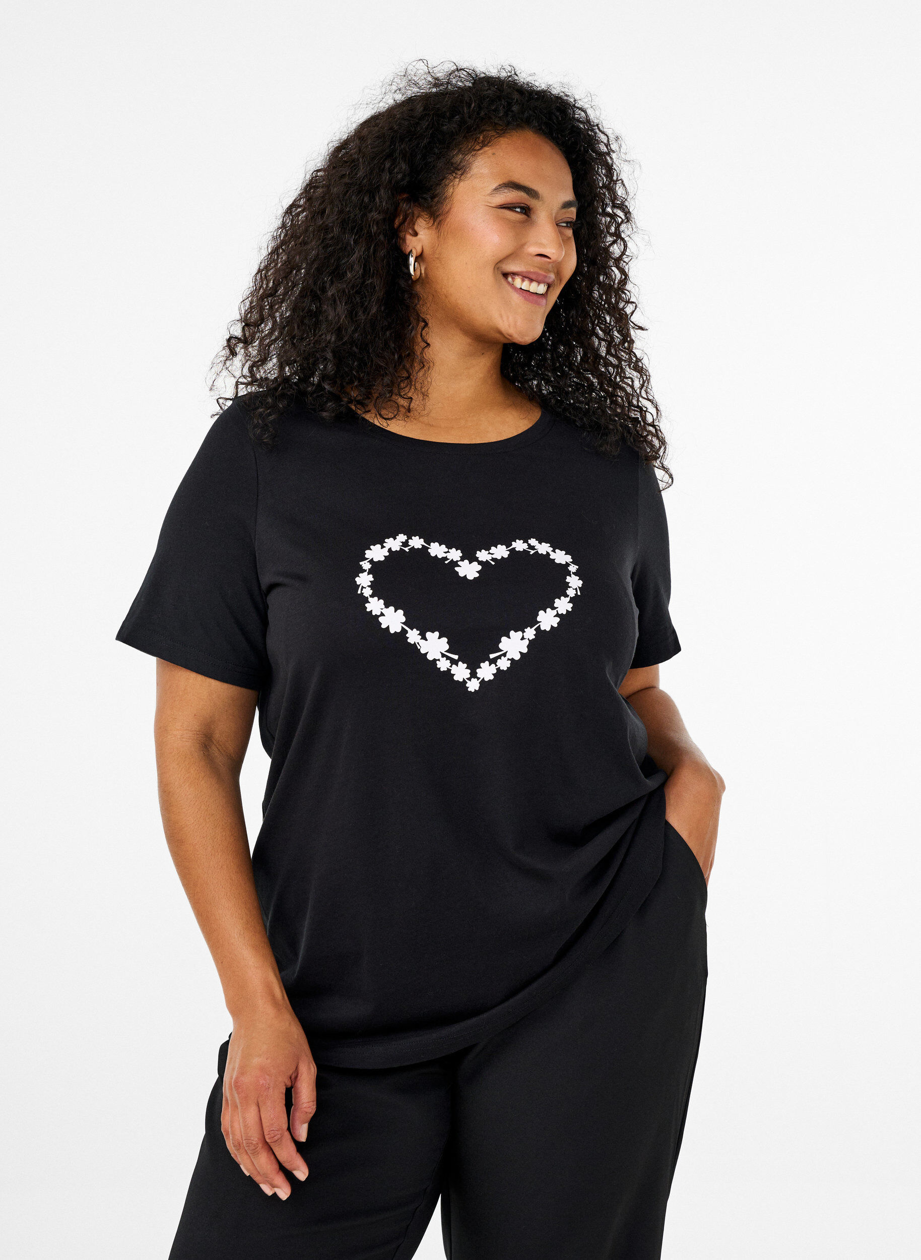 Zizzi FLASH - T-shirt met motief, Zwart, Model image number 0