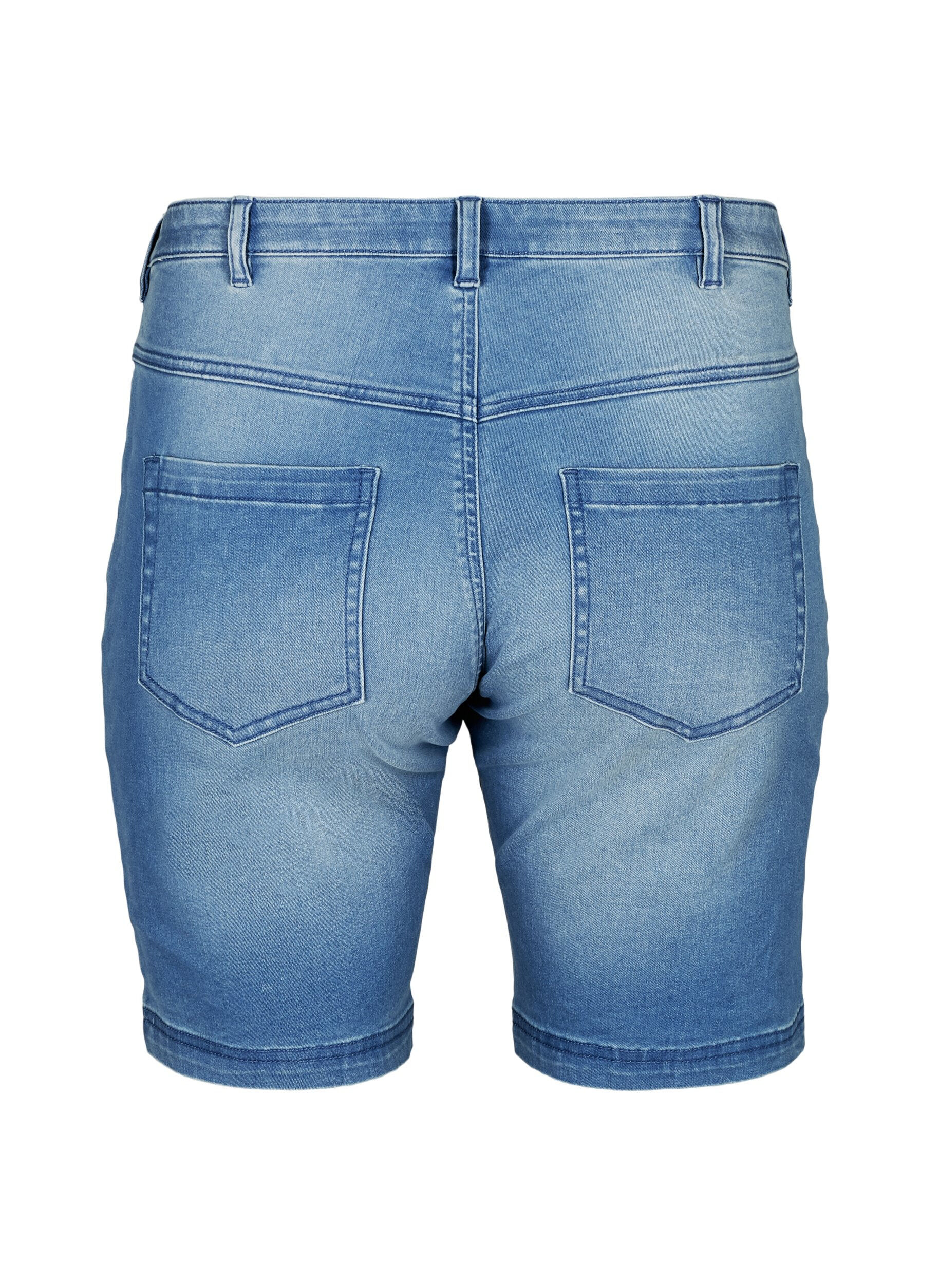 Zizzi slim fit Emily shorts met normale taille, Blauw, Packshot image number 1
