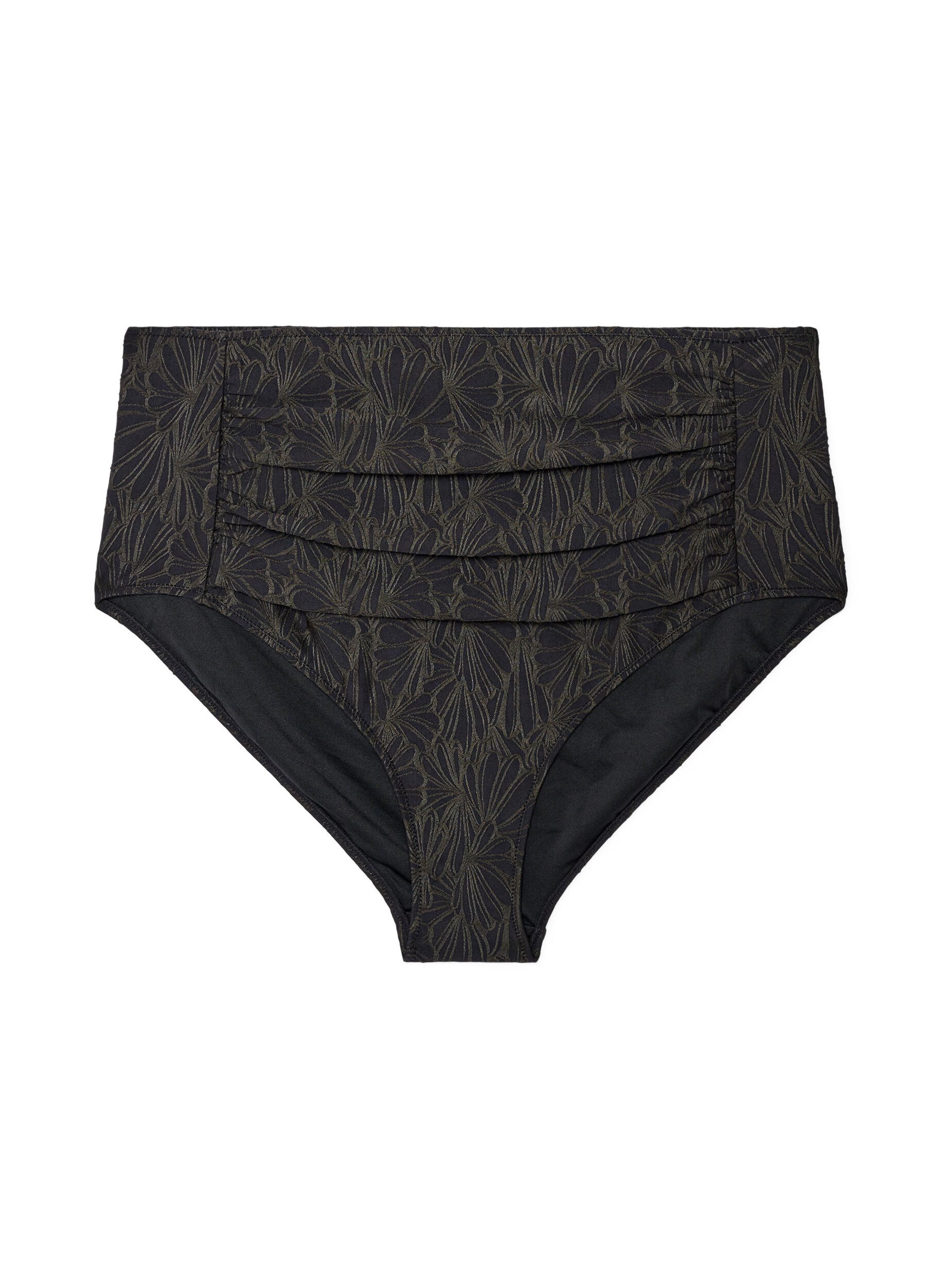 Zizzi High-waisted bikinibroekjes met een gestructureerd patroon, Grijs, Packshot image number 0