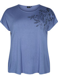 Viscose t-shirt met korte mouwen en bloemenprint, Coastal Fjord Flower