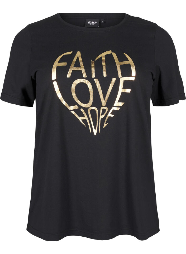 FLASH - T-short met motief, Black Gold Faith, Packshot image number 0