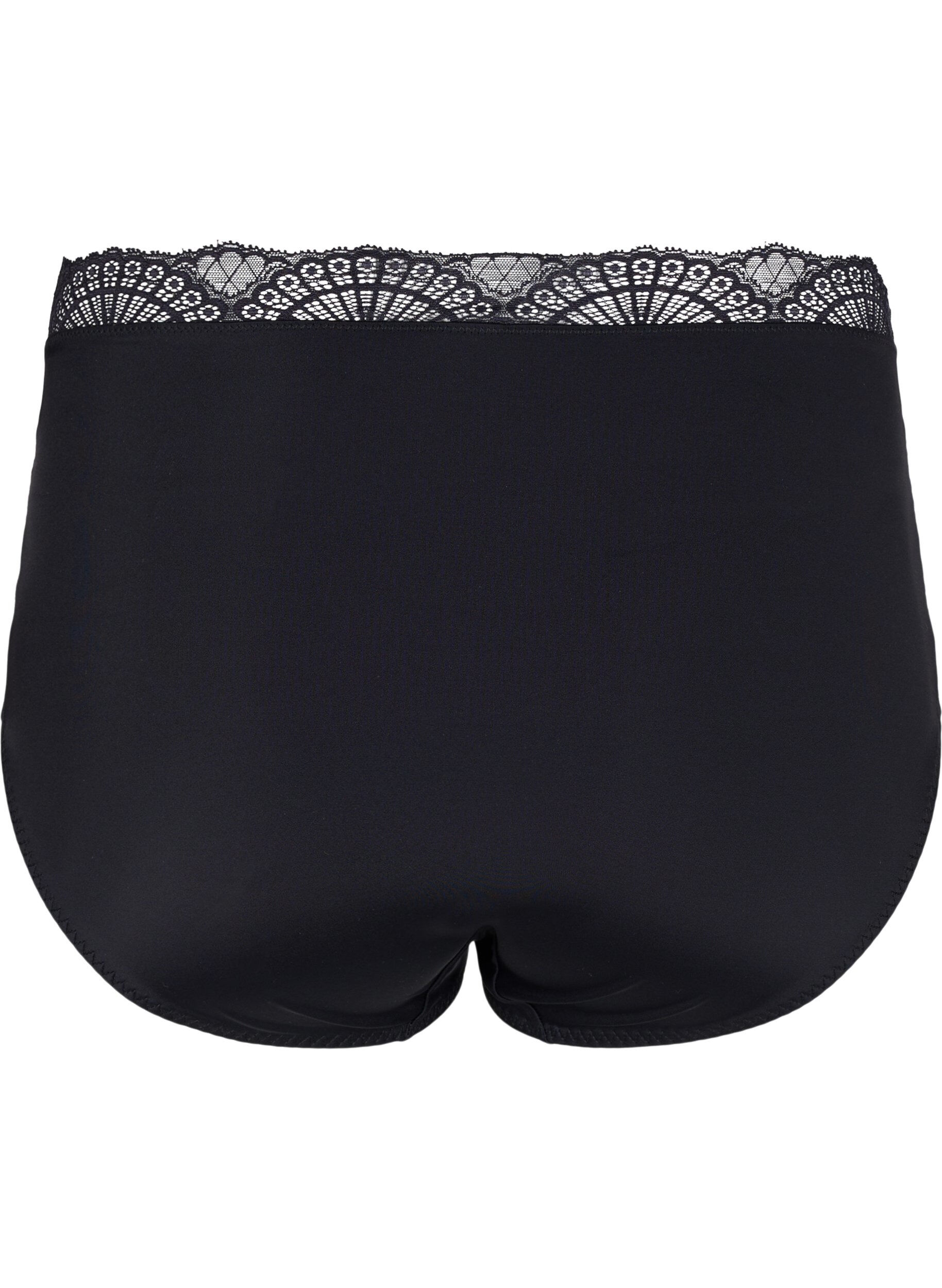 Zizzi Tai onderbroek met kant en hoge taille, Black, Packshot image number 1