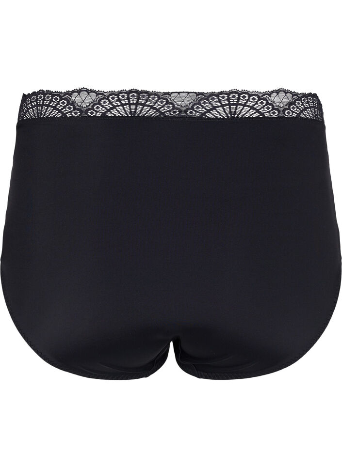 Tai onderbroek met kant en hoge taille, Black, Packshot image number 1