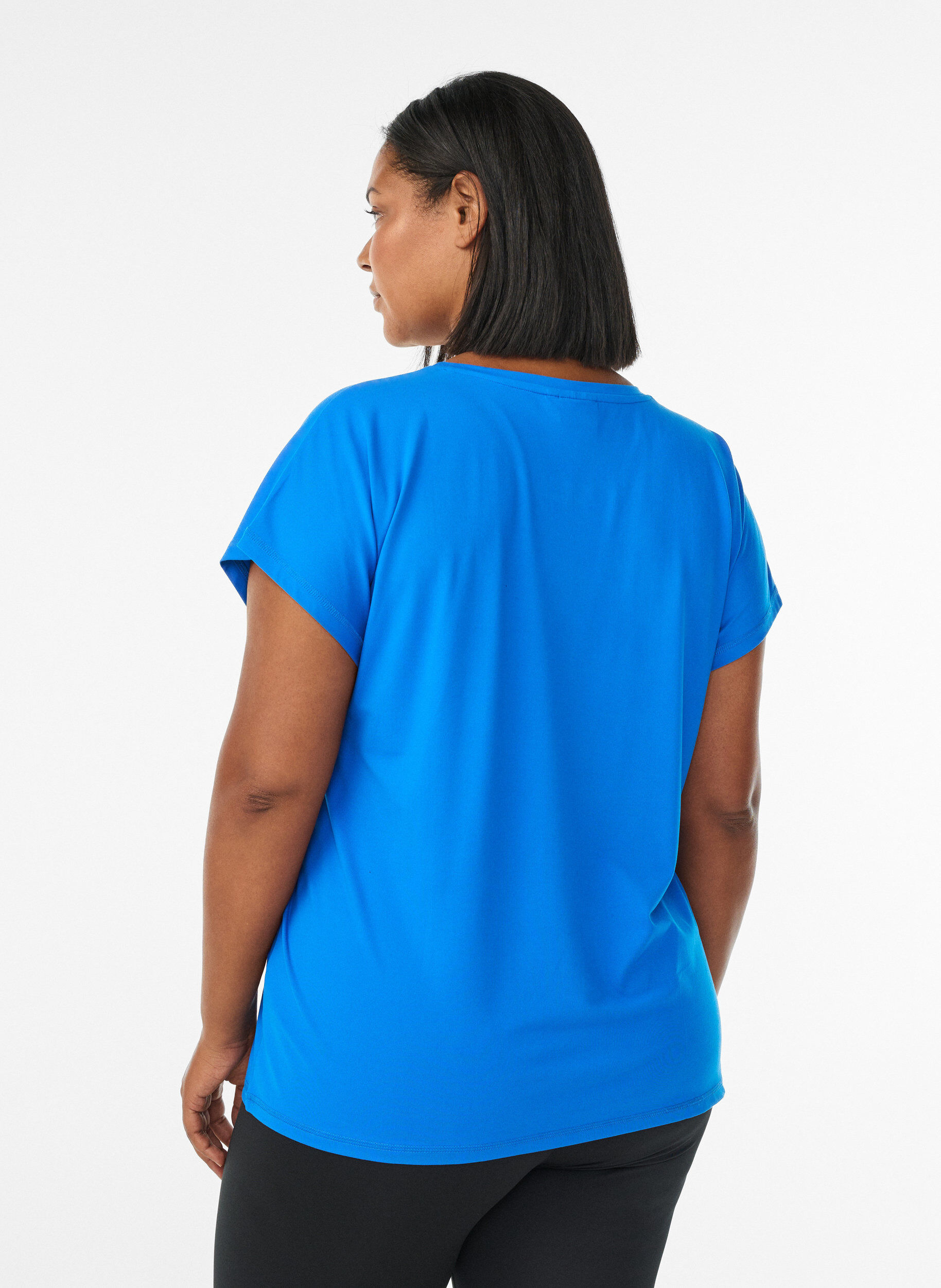 Zizzi Effen gekleurd trainingsshirt, Blauw, Model image number 2