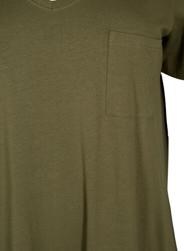 Katoenen jurk met korte mouwen en split, Ivy Green, Packshot image number 2