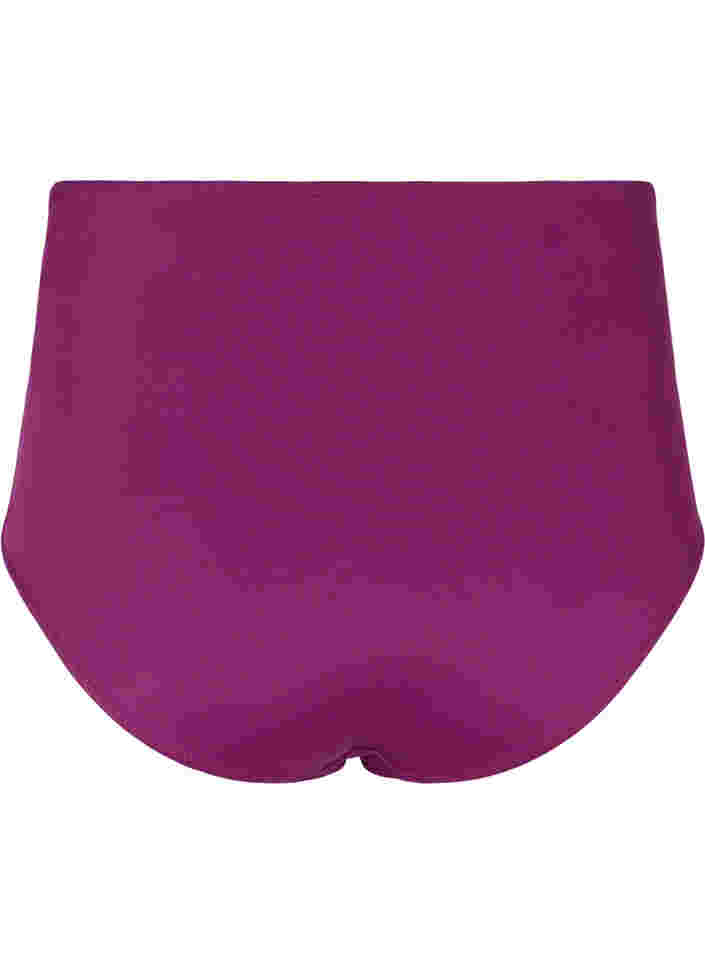 Bikinibroekje met hoge taille en draperingen, Dark Purple, Packshot image number 1