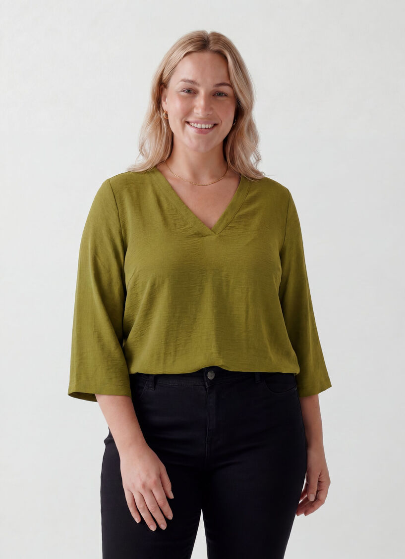 Blouse met 3/4 mouwen, Groen, Model image number 0