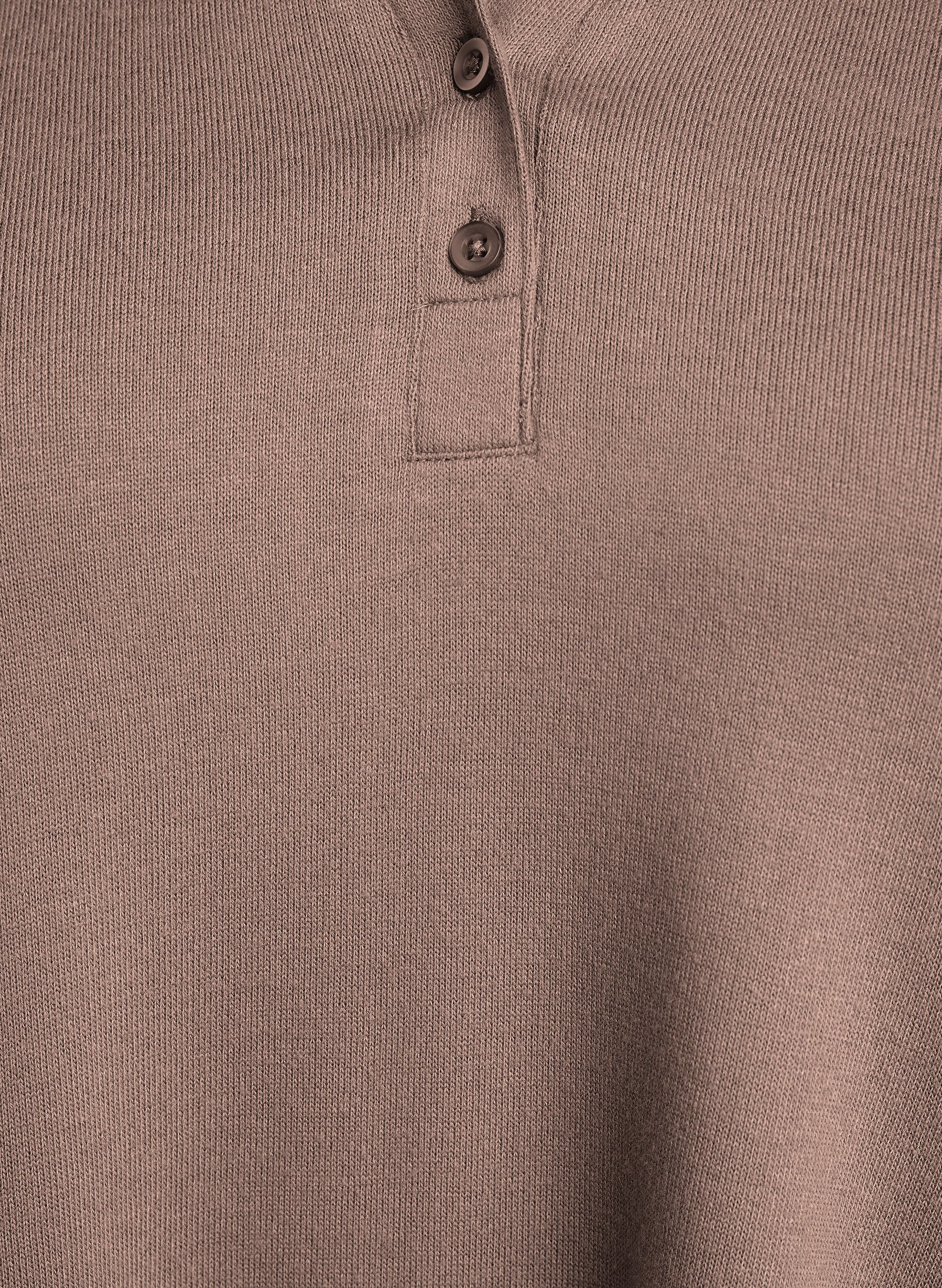 Zizzi Jerseyblouse met lange mouwen en kraag, Bruin, Packshot image number 2