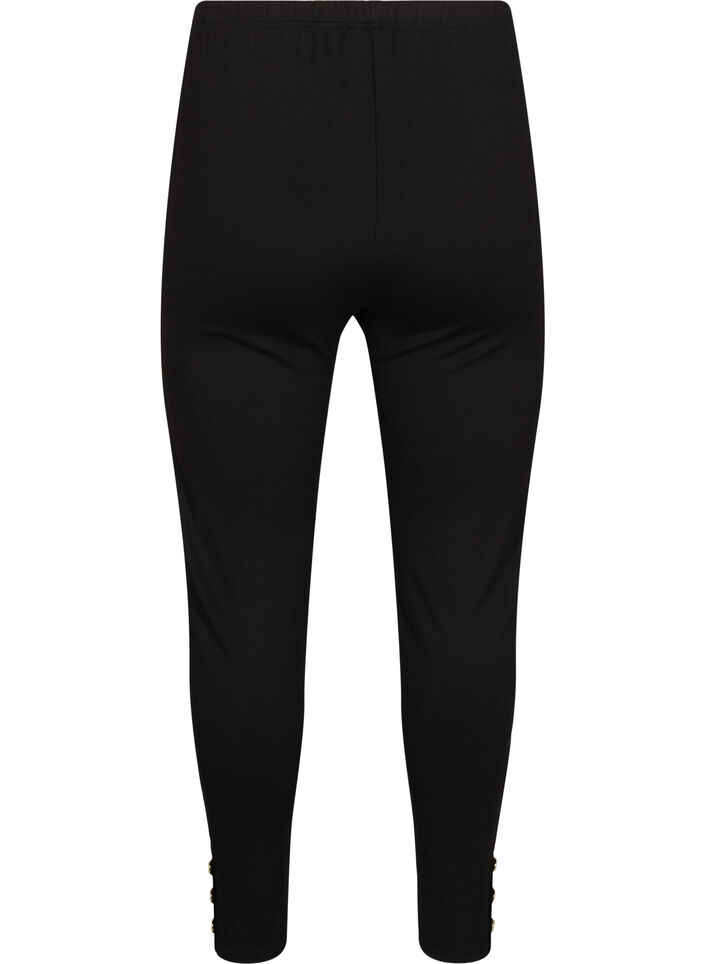 Viscose leggings met knopdetails, Zwart, Packshot image number 1