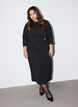 Jersey jurk met drapering en decoratieve gesp, Zwart, Model image number 0