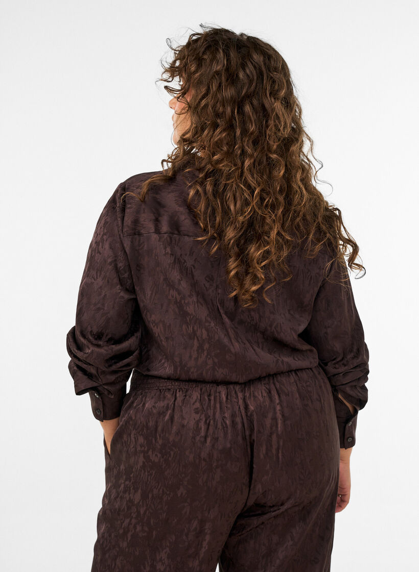 Shirt met ton-sur-ton paisleypatroon, Bruin, Model image number 2