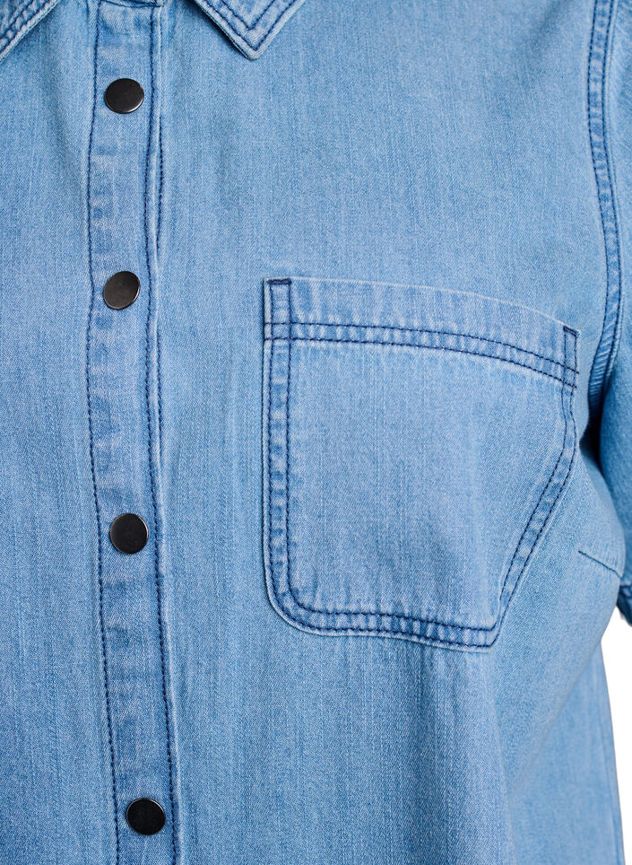 Denim shirtjurk met korte mouwen, Blauw, Packshot image number 2