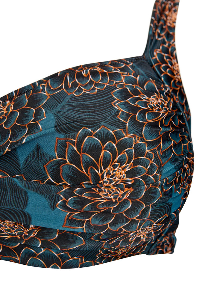 Gewatteerde bikinitop met print, Blauw, Packshot image number 2