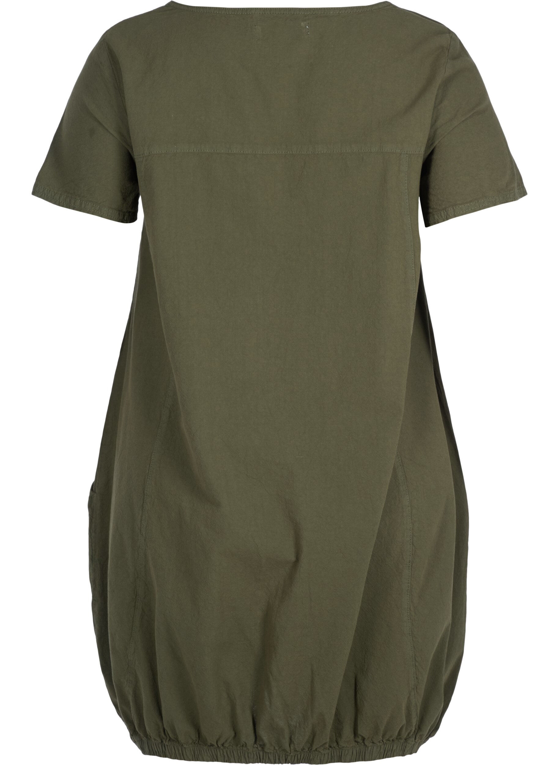 ZizziKatoenen jurk met korte mouwen, Groen, Packshot image number 1