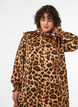Jurk met luipaardprint en ruches, Bruin, Model image number 2