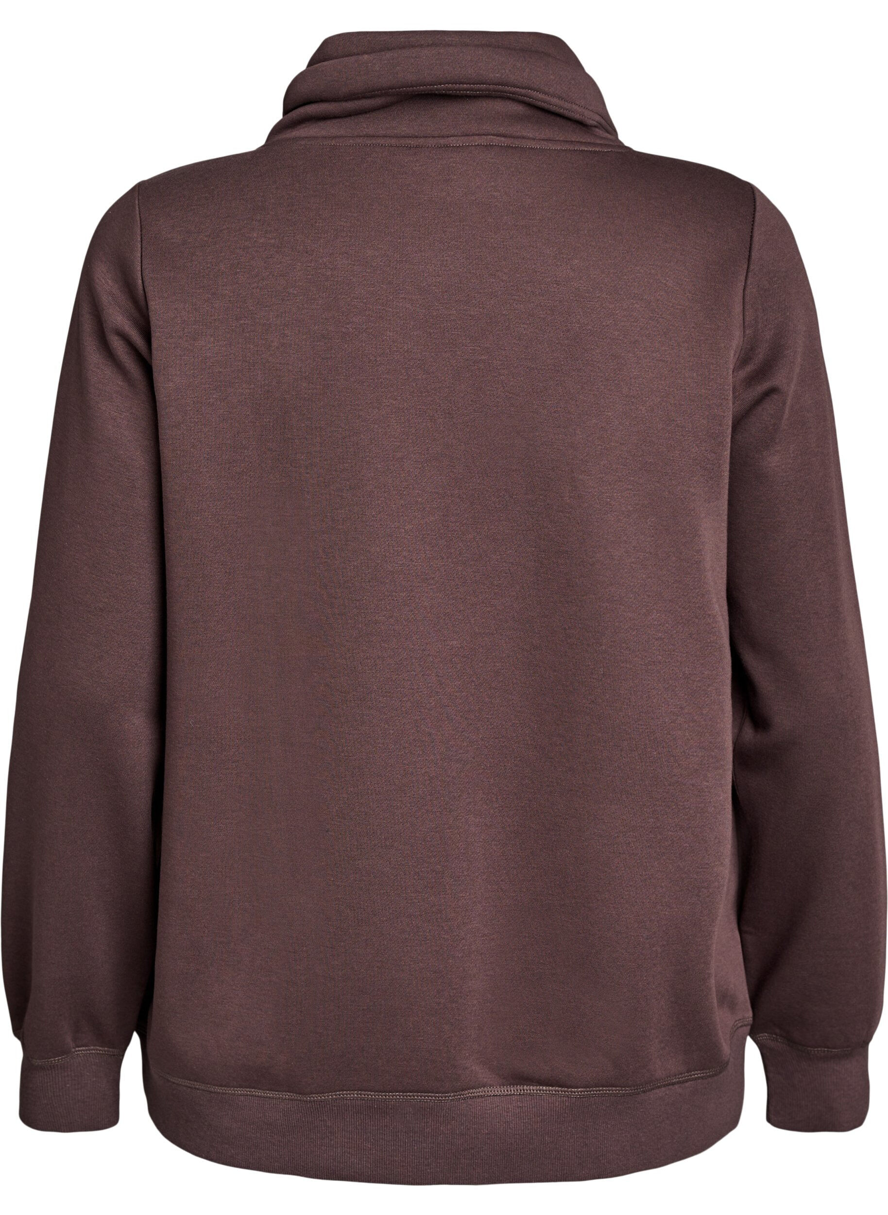 Zizzi FLASH - Sweatshirt met hoge kraag en zakken, Bruin, Packshot image number 1
