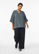 Shirtblouse met V-hals en 3/4 mouwen, Groen, Model image number 1