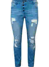 Ripped Emily jeans met normale taille, Blue denim