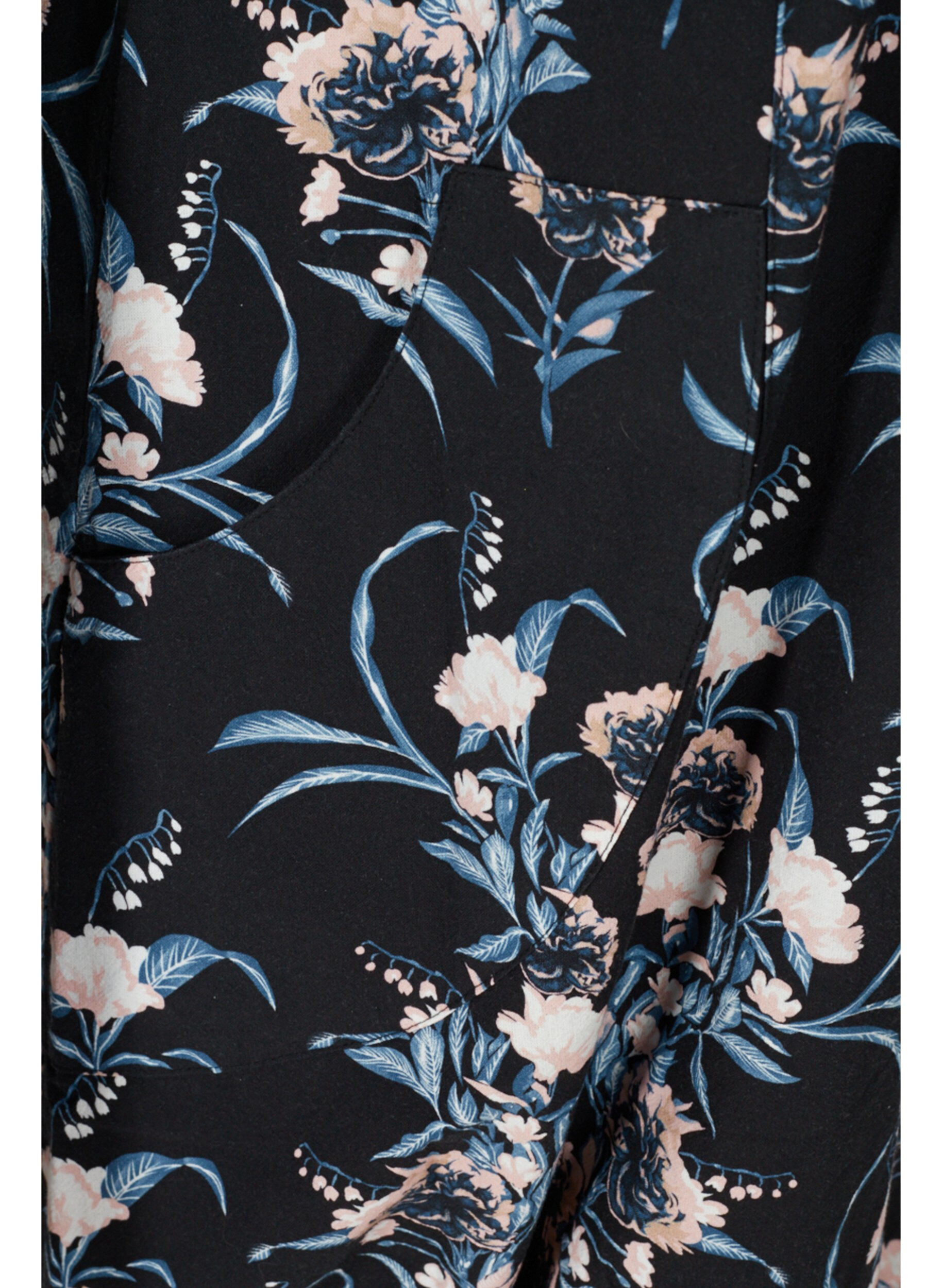 ZizziKatoenen jurk met korte mouwen en print, Blauw, Packshot image number 3