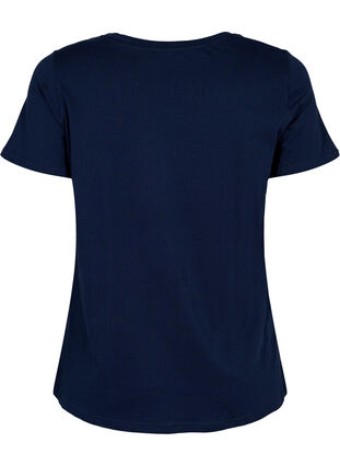 Katoenen t-shirt met tweekleurig bedrukt logo, Navy Blazer, Packshot image number 1