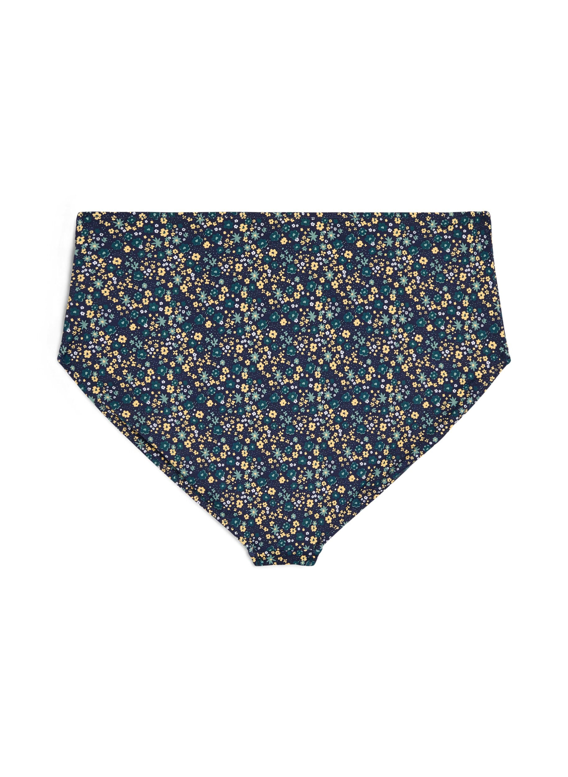 Zizzi Bikinibroekje met print en hoge taille, Groen, Packshot image number 1