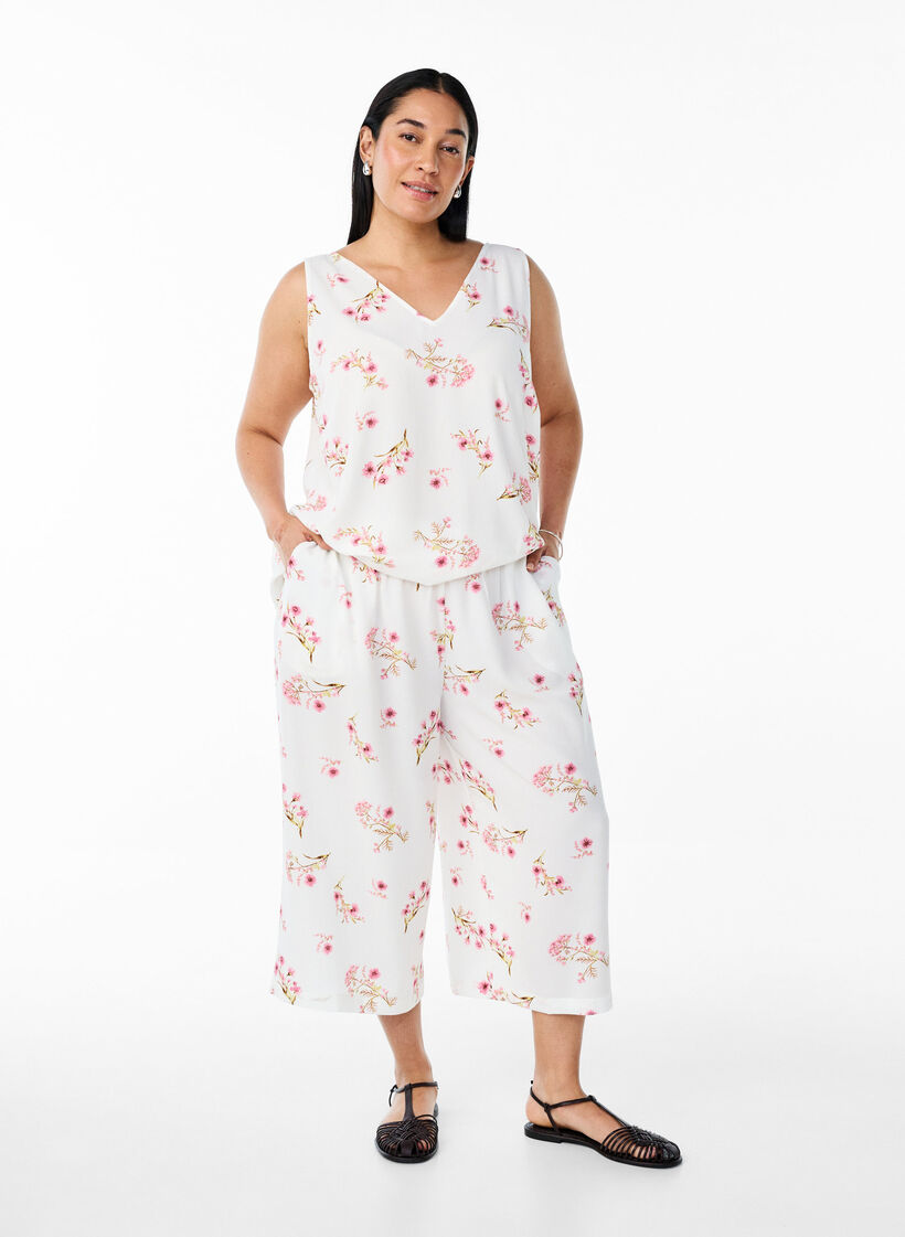 Culotte broek met print, Wit, Model image number 0
