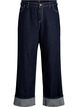 Wide fit jeans met brede omslag en contraststiksels, Blauw, Packshot image number 0