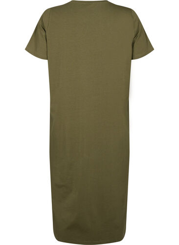 Katoenen jurk met korte mouwen en split, Ivy Green, Packshot image number 1