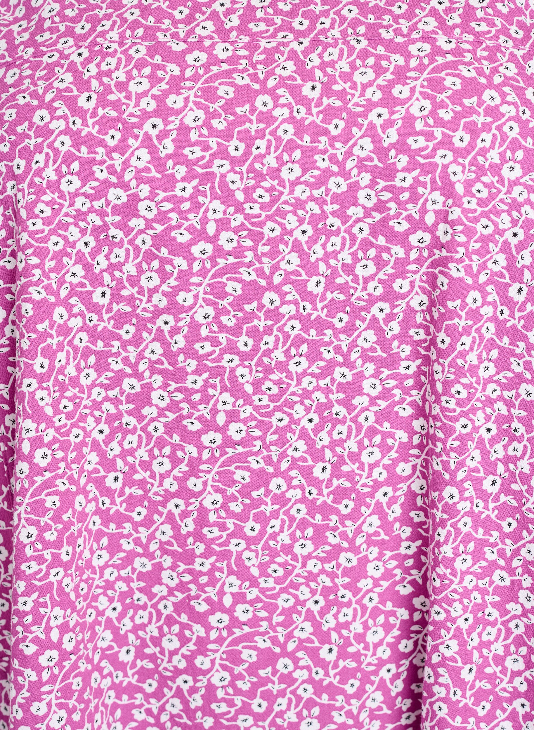 Zizzi Korte katoenen jurk met 3/4-mouwen en zakken, Paars, Packshot image number 2