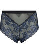Kanten slip met high waist, Black w. blue lace, Packshot image number 0