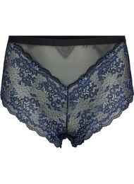 Kanten slip met high waist, Black w. blue lace