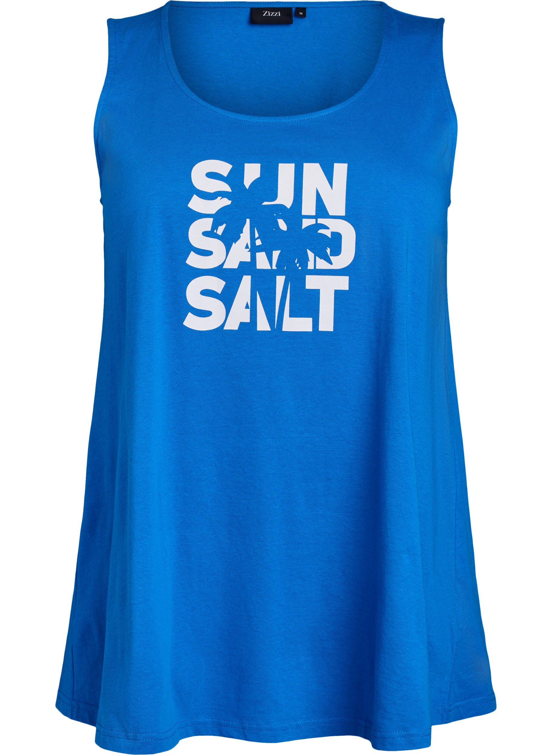 Zizzi Katoenen top met a-vorm, Blauw, Packshot image number 0