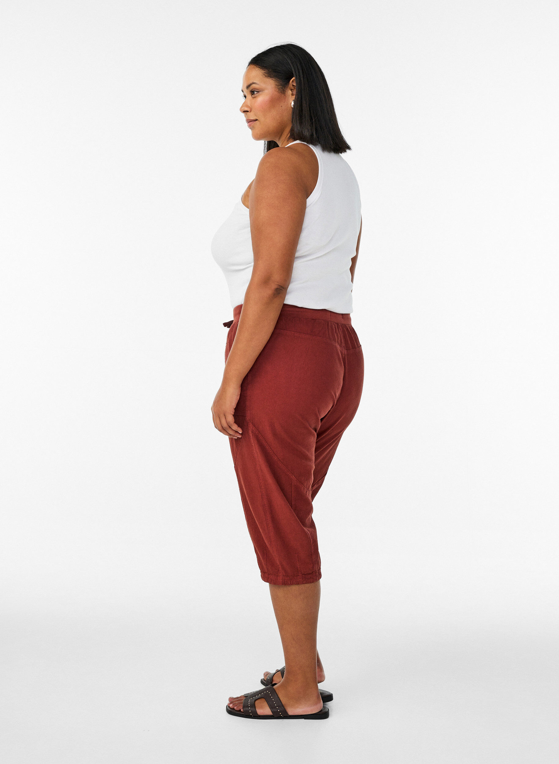 Zizzi Katoenen Capri-broek, Rood, Model image number 1