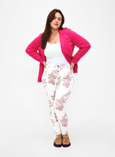 Superslanke Amy jeans met bloemenprint, White R.AOP, Model image number 0