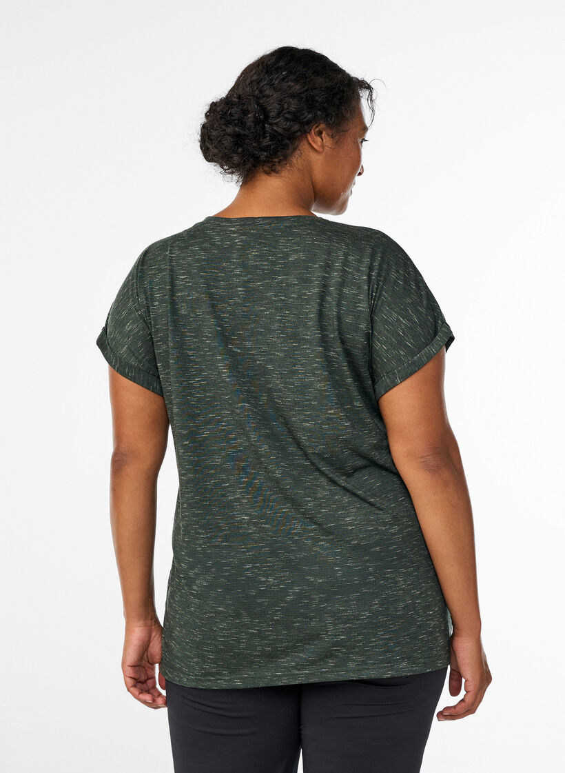 Los workout T-shirt met korte mouwen, Groen, Model image number 2