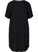 Viscose jurk met korte mouwen en knopen, Black, Packshot image number 0