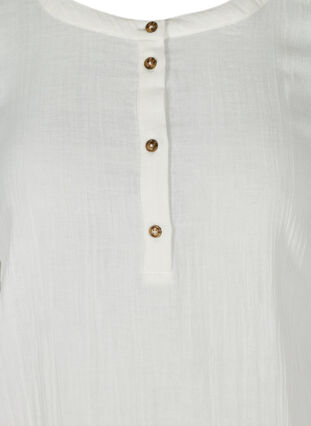 Katoenen jurk met knopen en 3/4 mouwen, Bright White, Packshot image number 2