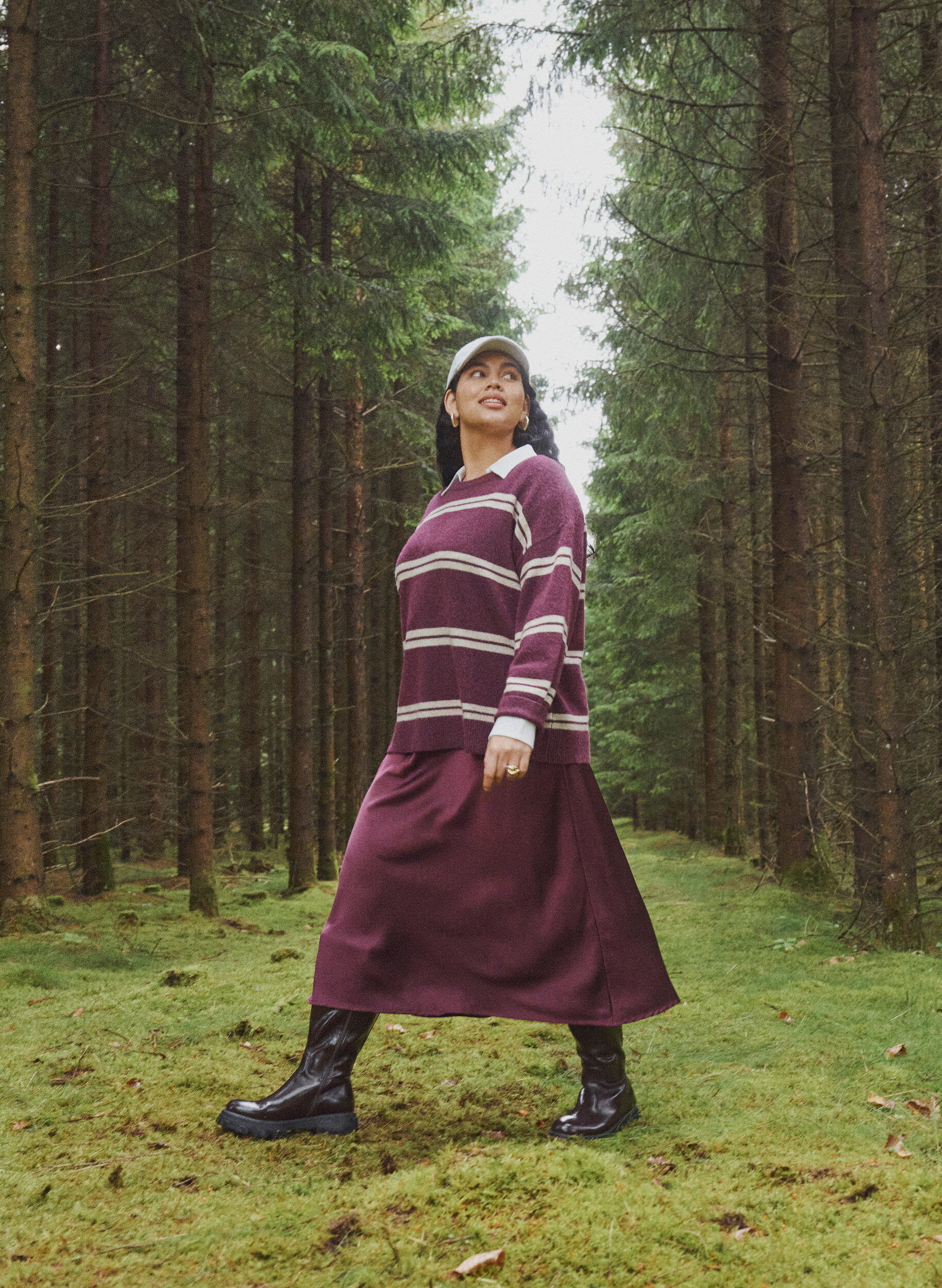 ZizziSatijnen midi rok, Rood, Image image number 0