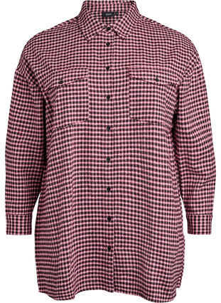 Enmain Geruite damesshirts, zacht, rekbaar, geruit shirt met lange mouwen, button-down, geruite blouses, tops met zakken, Rood, M Enmain Geruite damesshirts, zacht, rekbaar, geruit shirt met lange mouwen, button-down, geruite blouses, tops met zakken, Rood, M
